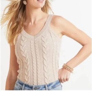Women's Beige Cable Knit Tank Top